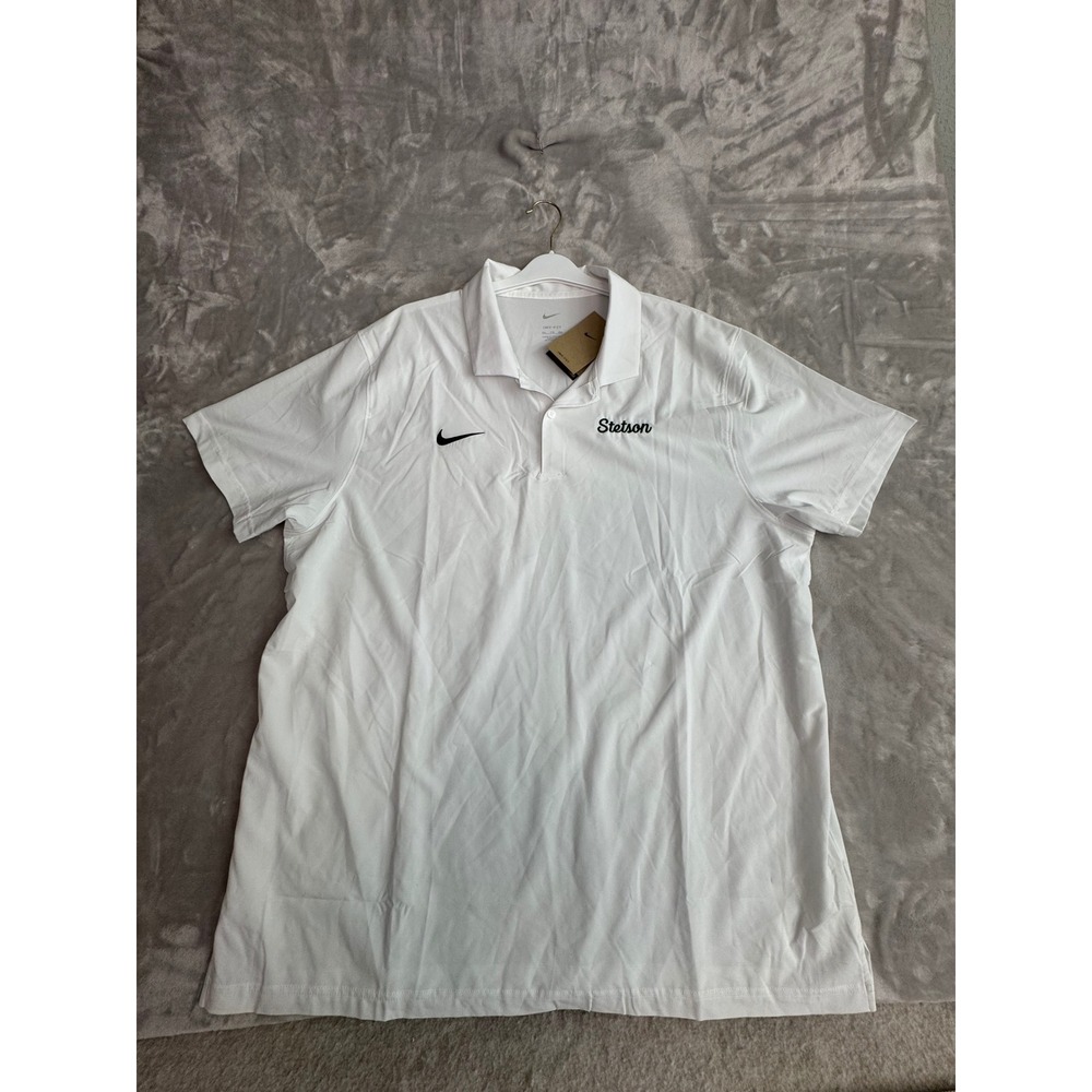 Nike Dri-FIT Stetson University Polo Shirt Mens XXL White Short Sleeve Golf New